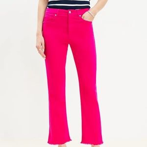 Loft Pink Denim High Rise Jeans Size 29 Cropped Flare